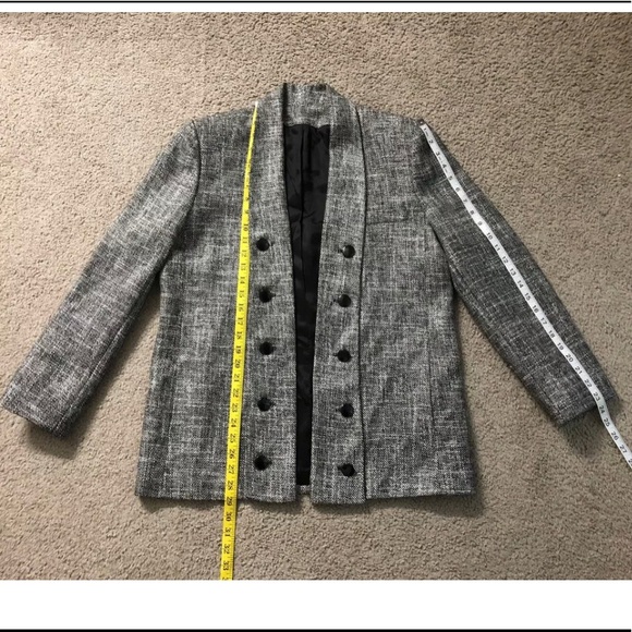 Allison Gail Tweed Blazer Sz 12 Vintage Open Front Officially Career Gray - Picture 2 of 12